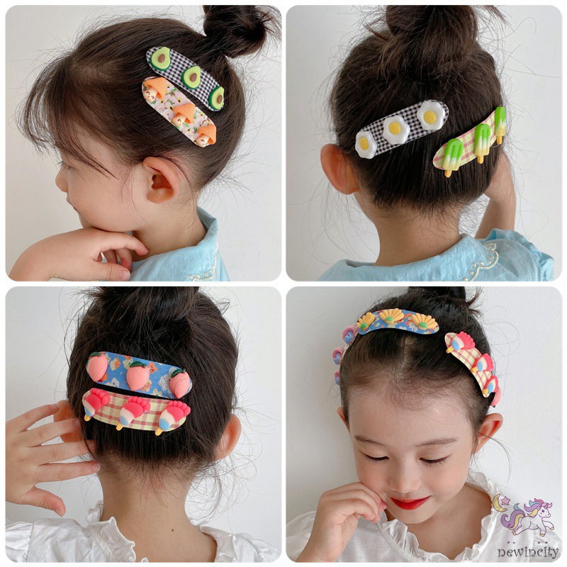 Kẹp tóc kiểu khóa dán phong cách hoạt hình thời trang Hàn Quốc đáng yêu cho bé gái