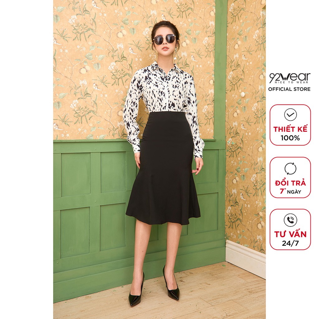 Chân váy dài công sở 92WEAR cạp cao dáng ôm đuôi cá JDA1585 | BigBuy360 - bigbuy360.vn