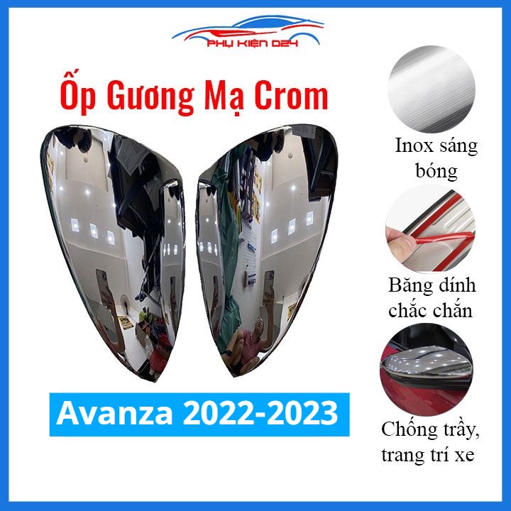 Ốp gương chiếu hậu Avanza 2022-2023 mạ crom bảo vệ chống trầy trang trí làm đẹp xe
