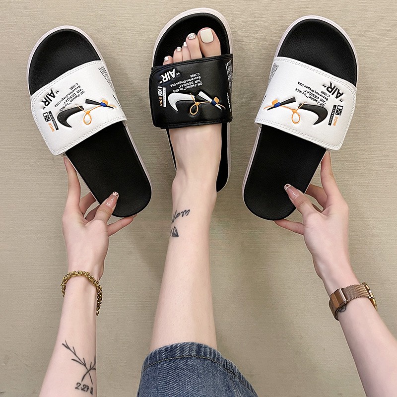 Dép Đôi Nam Nữ Quai Ngang Dán AJ "Hình Chiếc N.i.Ke Gãy" Siêu Đẹp Loại1 Cao Cấp 2022 - Dép Couple Unisex,Dép Cute