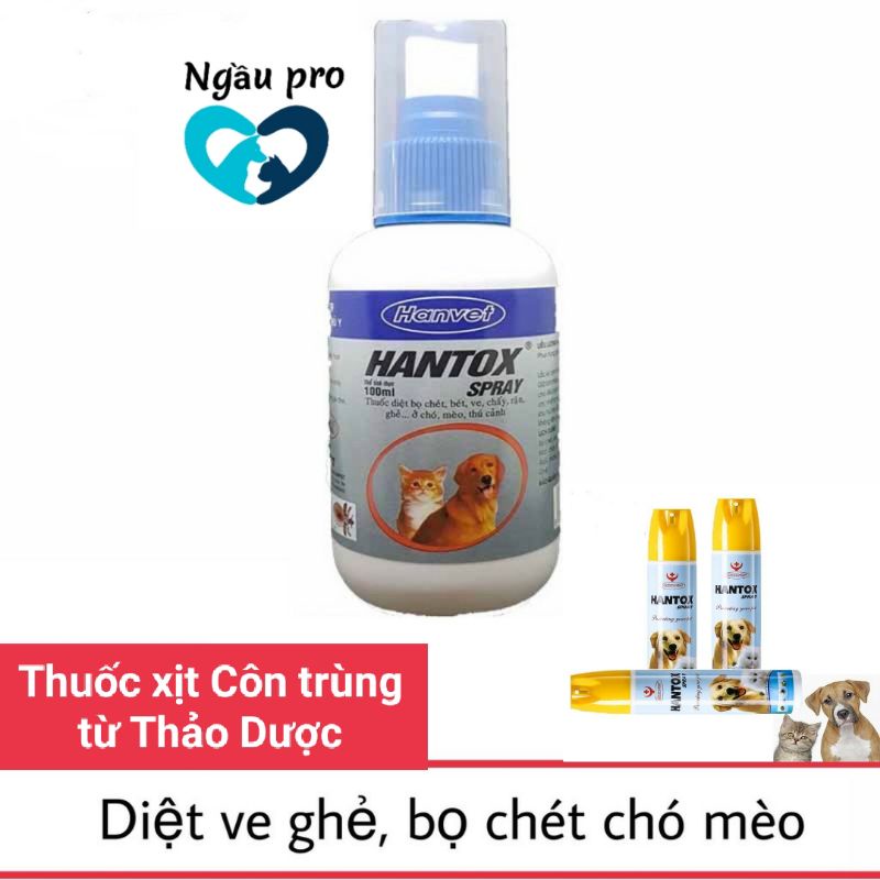 Xịt Côn Trùng diệt Ruồi Muỗi Kiến Ve Rận Ghẻ Chó Mèo HANTOX SPray 300ml