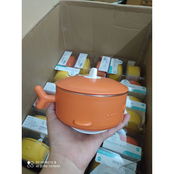 Bát ăn dặm inox giữ nhiệt, chống đổ cho bé