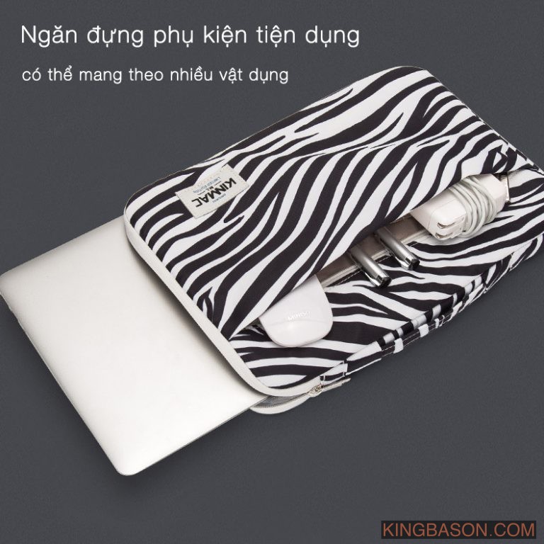 Túi xách chống sốc cho Laptop, Macbook 13/14/15/15.6 inch - KinMac Sọc đen trắng - Bảo vệ với đệm 360 độ