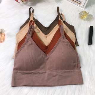 Áo bra gân 2 dây cổ V