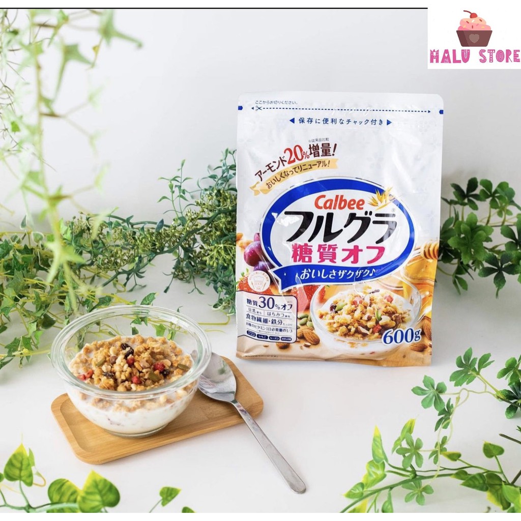 (HSD 10/2022) Ngũ cốc Calbee ăn kiêng giảm cân Nhật Bản mix sữa chua hoa quả trái cây dùng ăn sáng -  Gói Trắng 600g