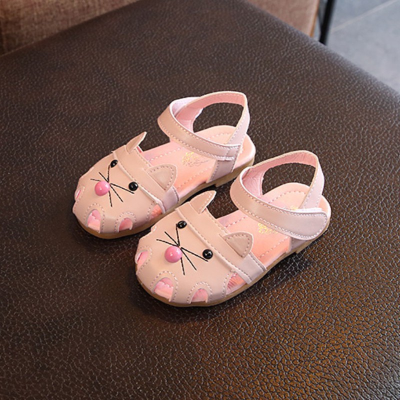 Giày sandal đế mềm da PU kiểu thiết kế hoạt hình đáng yêu cho bé gái 1 tới 3 tuổi