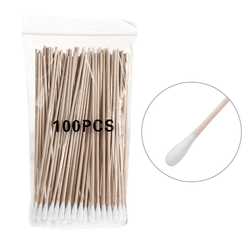 Bộ 100 Tăm Bông Cotton 15cm Đầu Đơn Dùng Để Vệ Sinh Trang Sức