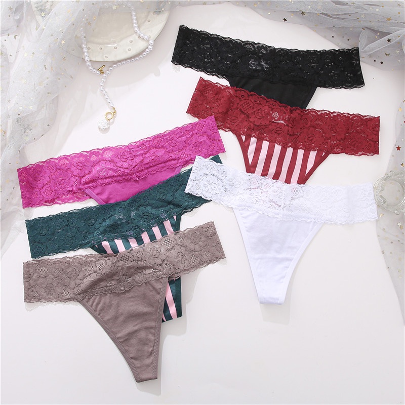 Cute Byte Bộ 3 Quần Lót Cotton Lọt Khe Phối Ren Hoa Dễ Thương Cho Nữ