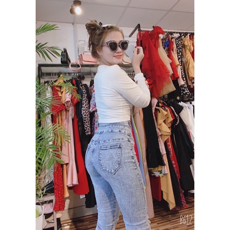 Quần Jeans Nữ Ống Ôm Lưng Siêu Cao Thời Trang