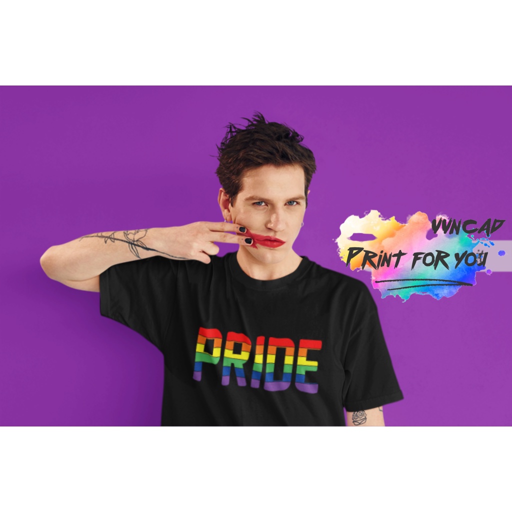 Áo thun Unisex chất cotton TShirt LGBT in cầu vồng PRIDE tự hào cộng đồng