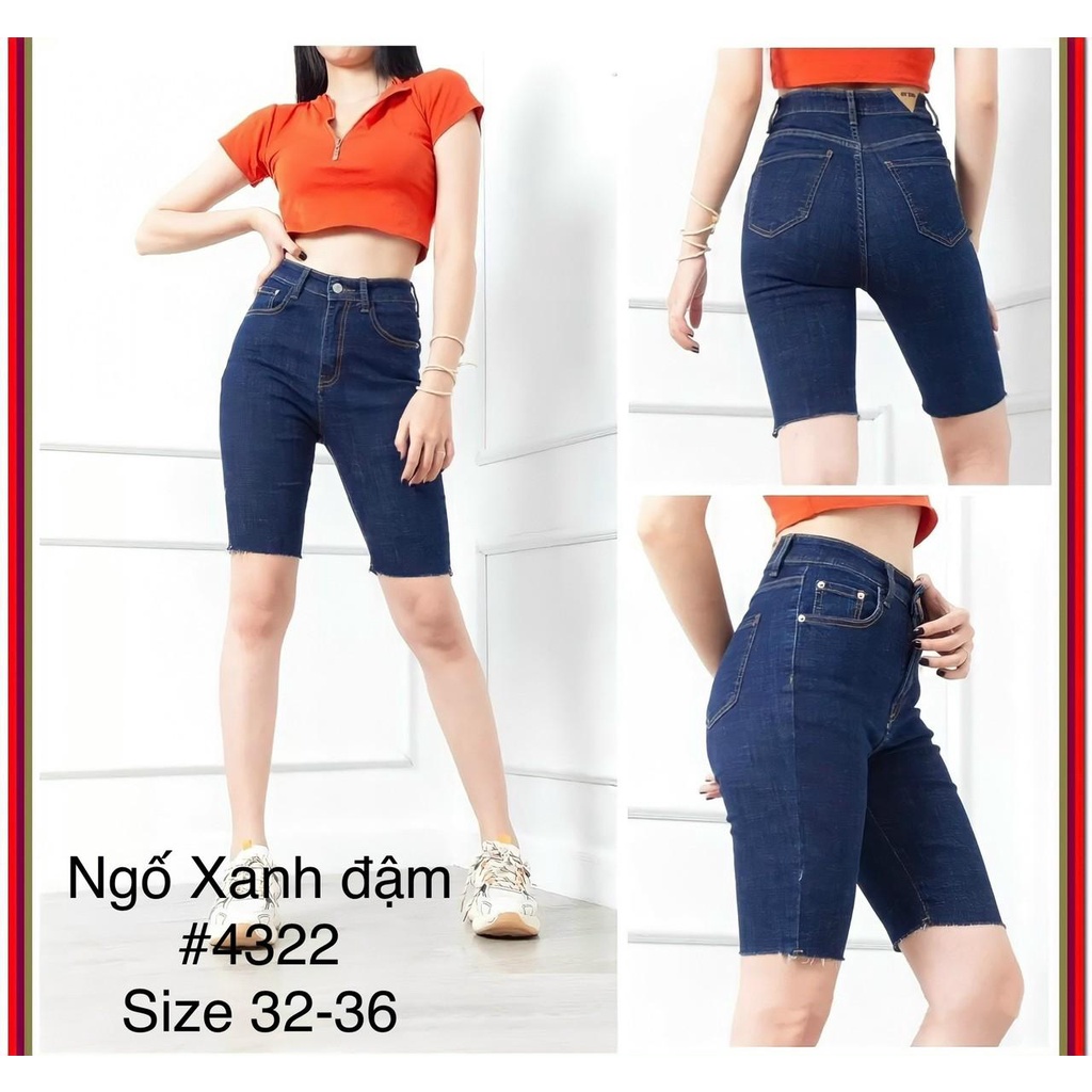 [Bigsize] Quần Jean Lửng Gối Nữ Hàng Co Giãn Mạnh Mẫu Trơn Tua Lai
