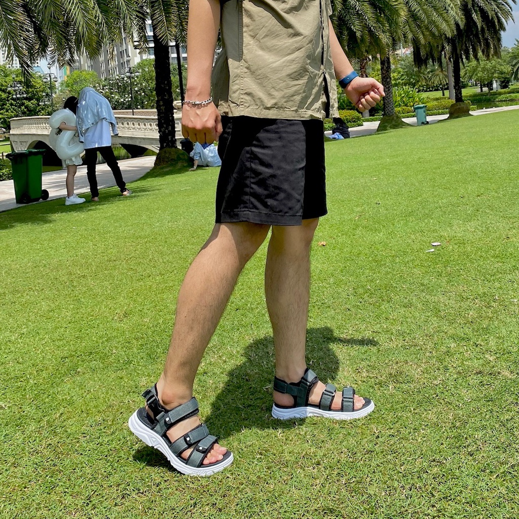 Giày Sandal Nam Nữ Unisex The BiLy Quai Ngang Dây Dù Đế Phylon Siêu Êm Nhẹ Màu Xám-BLDTMD04-Xám