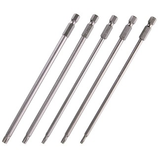 Bộ 5 mũi tô vít hoa thị có lỗ dài 150mm T10, T15, T20, T25, T30. chân lục giác 6.35mm