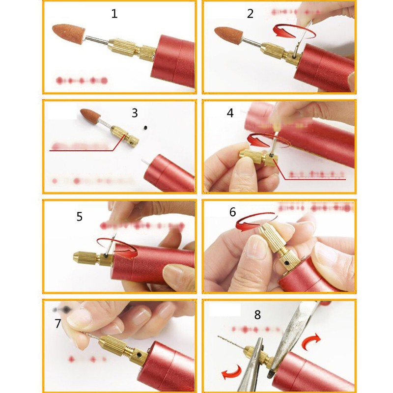 ARIN DIY Micro Electric Aluminum Portable Handheld Drill Set Twist Drill Bits Rotary Tools Kit Resin Casting Jewelry Making