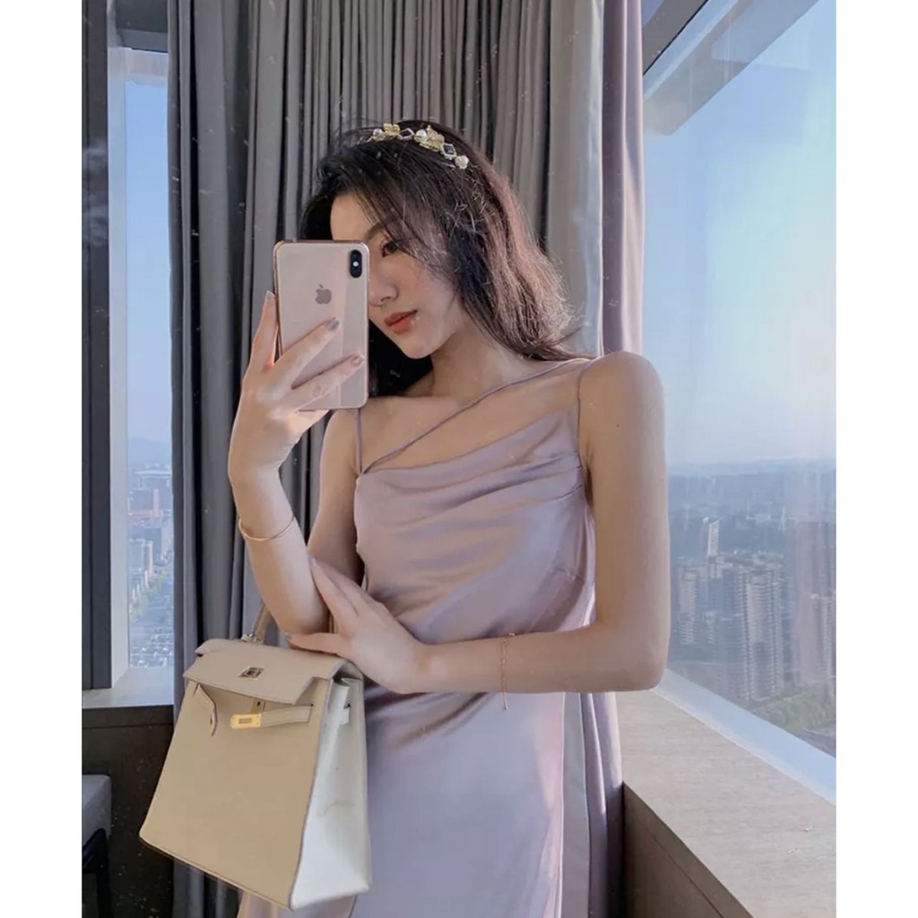 Đầm Maxi Phi Lụa Dây Kiểu (TRẮNG+TÍM+NUDE) | BigBuy360 - bigbuy360.vn