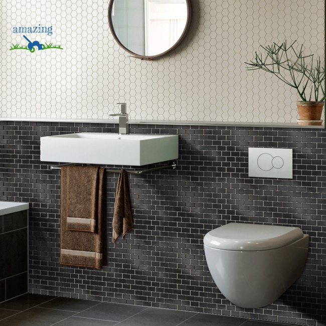 Set 10 Miếng Dán Tường 3d Họa Tiết Gạch Lát Tự Dính Chống Thấm Nước Trang Trí Nhà Bếp/Phòng Tắm