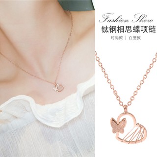Dây Chuyền Thép Titan Mặt Bướm Ba Chiều Phong Cách Hàn Quốc