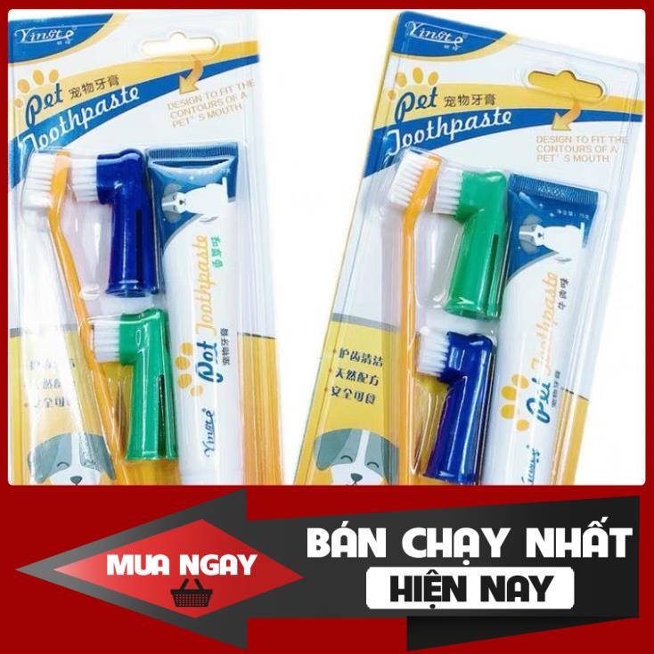 [❌GIÁ SỈ❌] [ RẺ VÔ ĐỊCH ] Bộ bàn chải kem đánh răng cho thú cưng thơm miệng chống sâu răng cao cấp ❤️