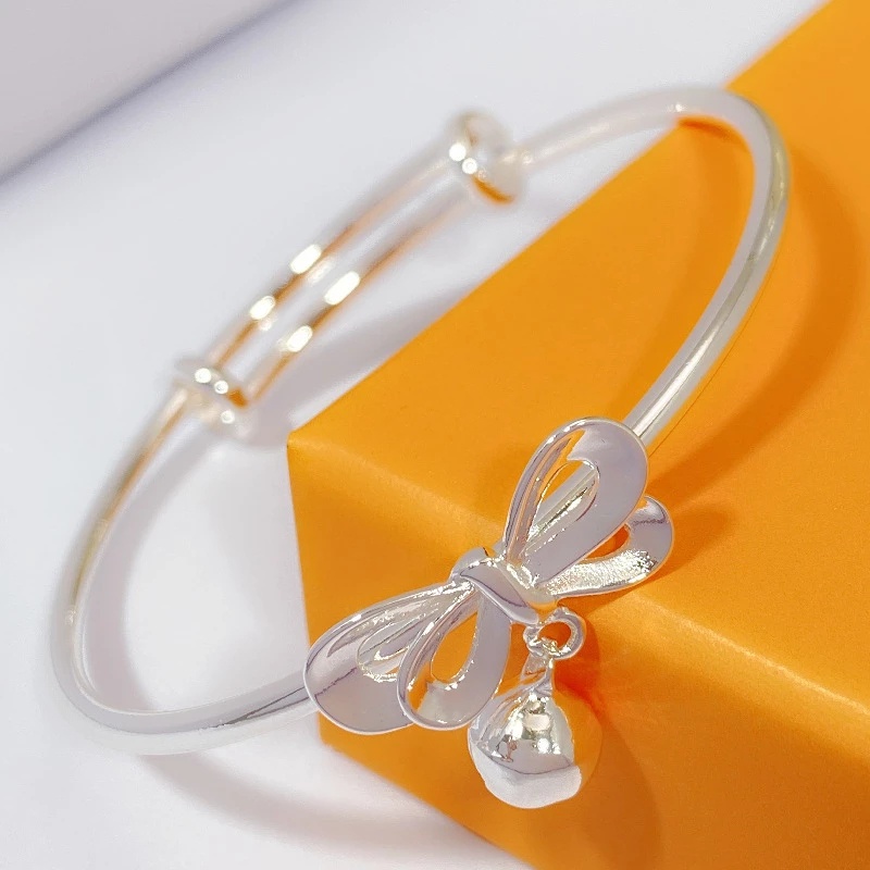 Vòng Tay Thắt Nơ Màu Bạc Phong Cách Hàn Quốc Dễ Thương