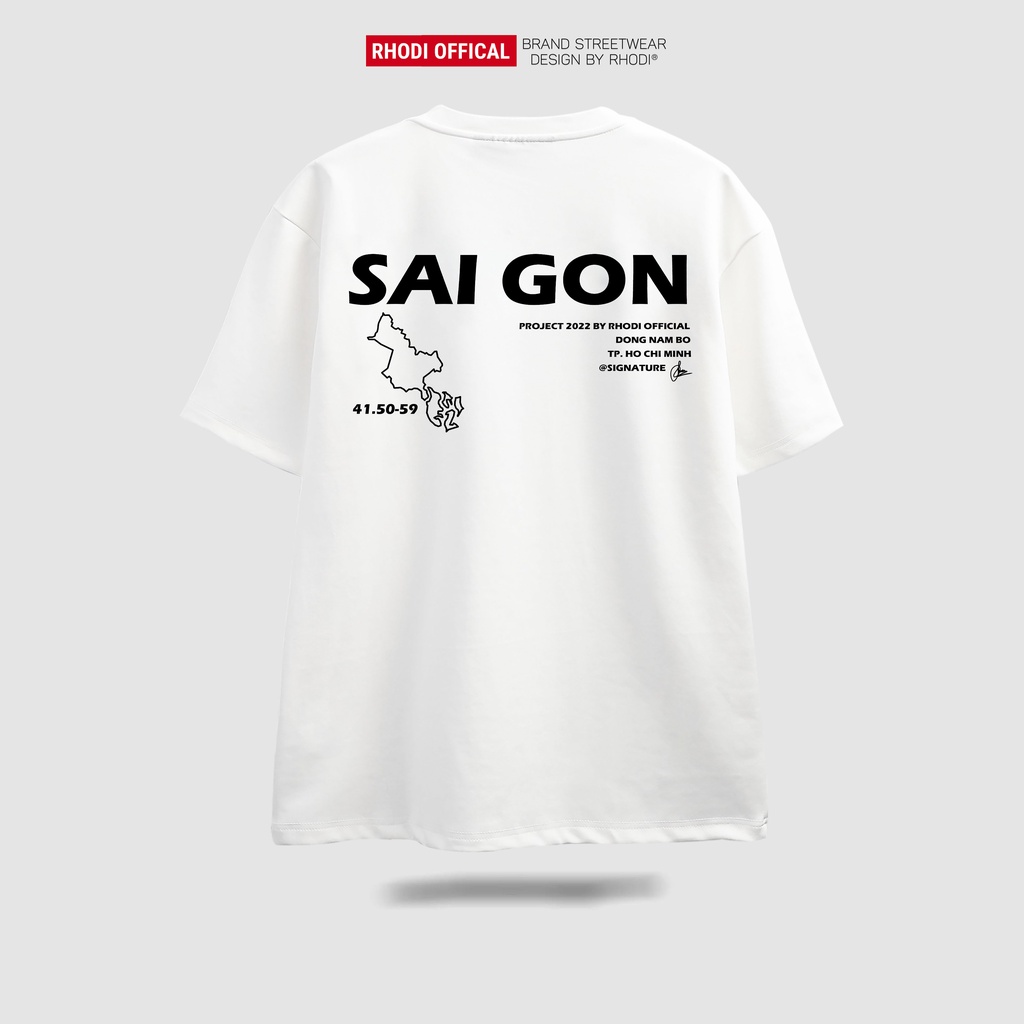 Áo thun local brand RHODI phông cổ tròn tay lỡ unisex nam nữ thế hệ genz Text Sài Gòn