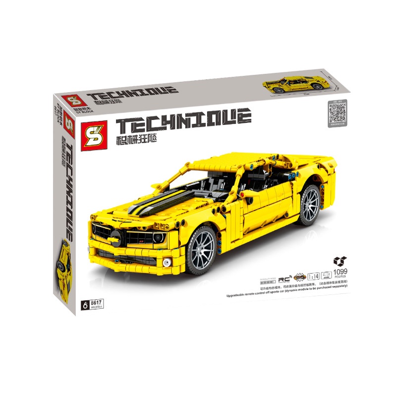 Đồ Chơi Lắp Ráp Kiểu LEGO TECHNIC Siêu Xe Thể Thao Điều Khiển Chevrolet Camaro Yellow Black No SY8617 Với 1099 Mảnh Ghép