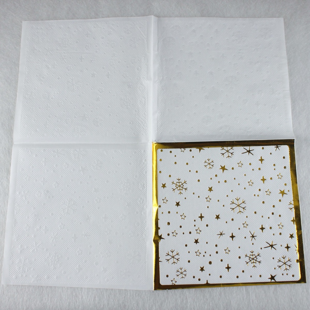 Bộ 20 Khăn Ăn Màu Vàng / Bạc In Hình Cây Thông Giáng Sinh Dùng Một Lần