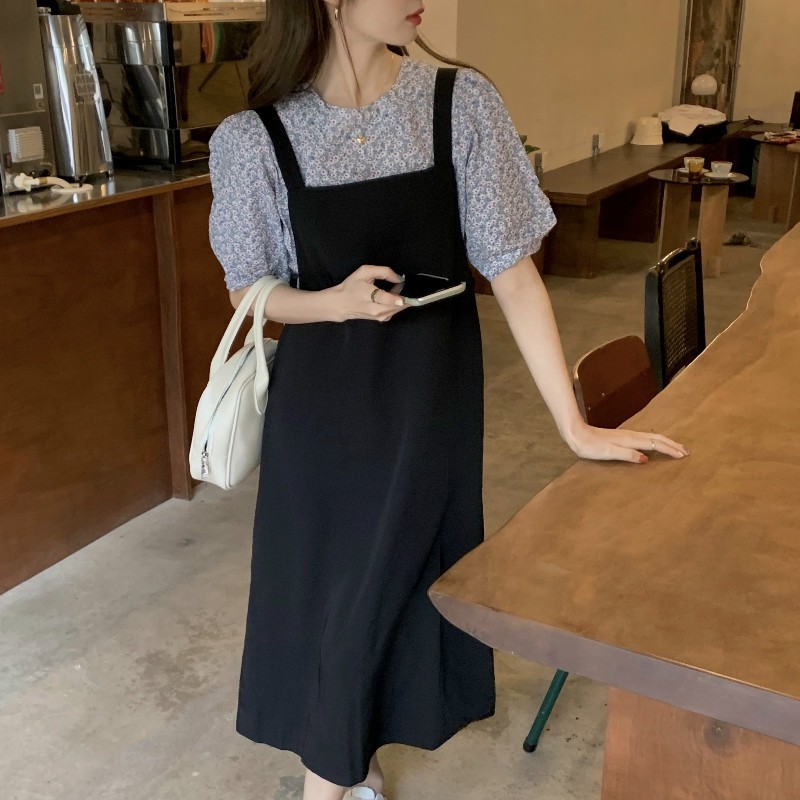 Set yếm dáng suông hoa nhí