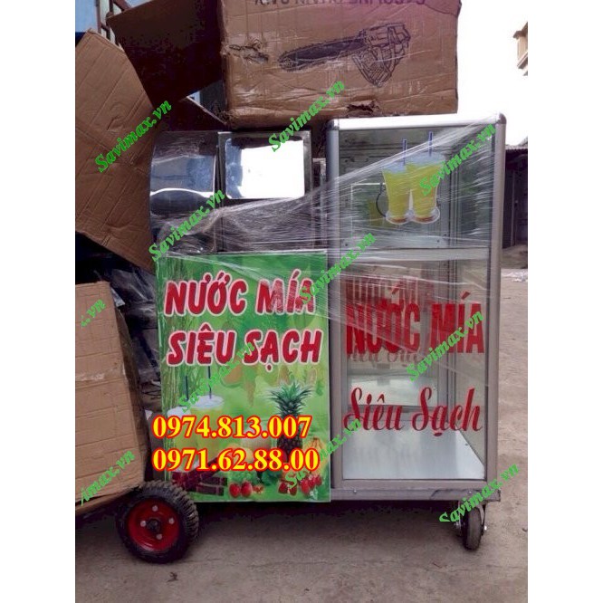 Xe ép nước mía có tủ kính ép 1 lần siêu sạch SAVIMAX