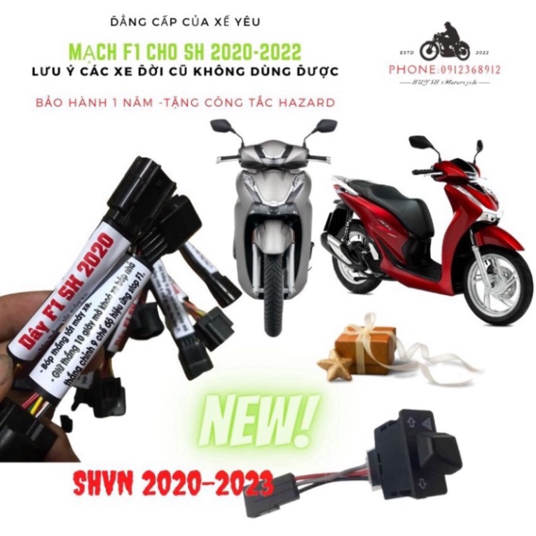 Mạch Nháy Đèn Hậu F1 Stop cho SH 2020, SH 2021, SH 2022 Tặng Công Tắc Xi Nhan Tích Hợp Hazard Giắc Như Zin Ảnh thật Sp