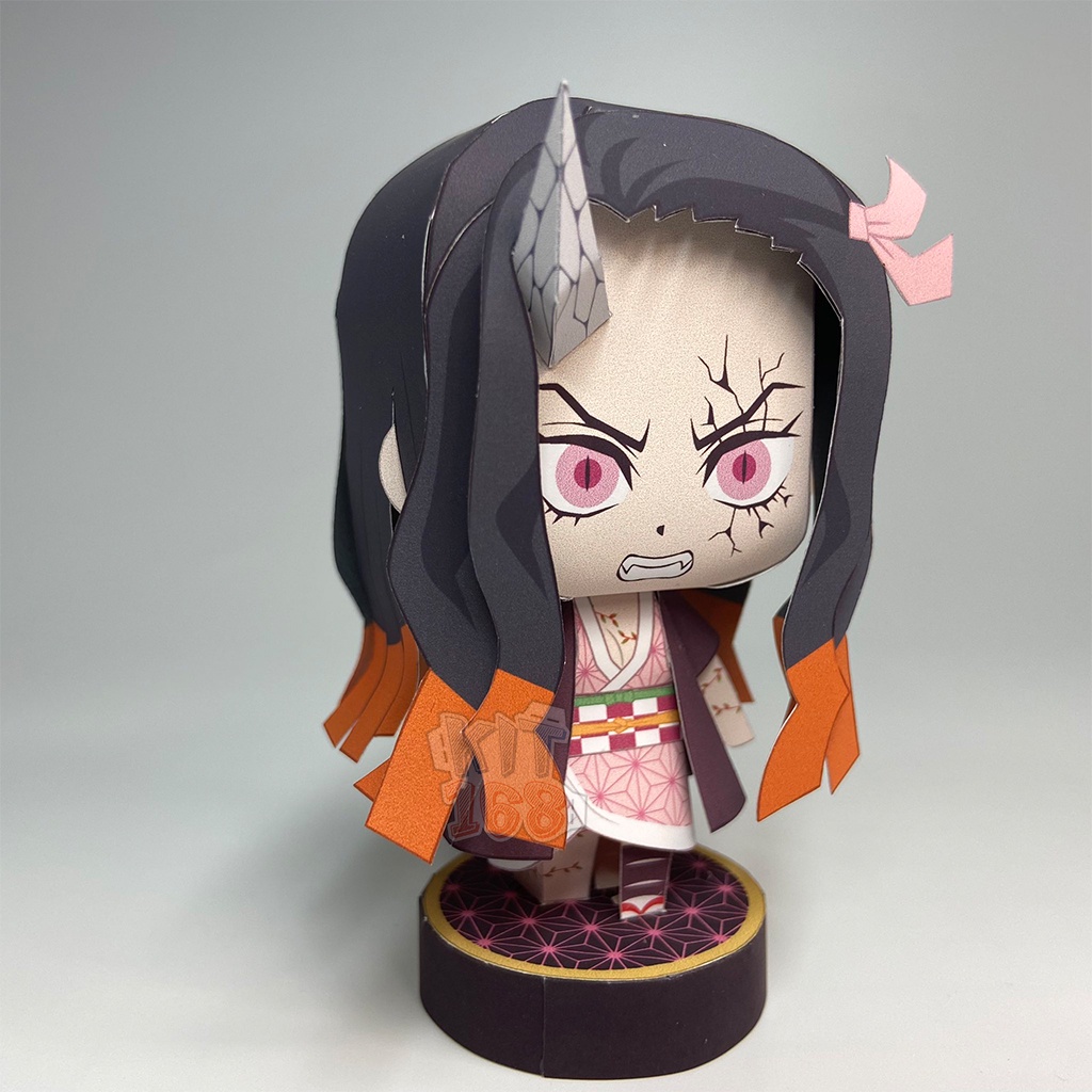 Mô hình giấy Anime Chibi Nezuko Demon form – Demon Slayer  + kit hộp trang trí