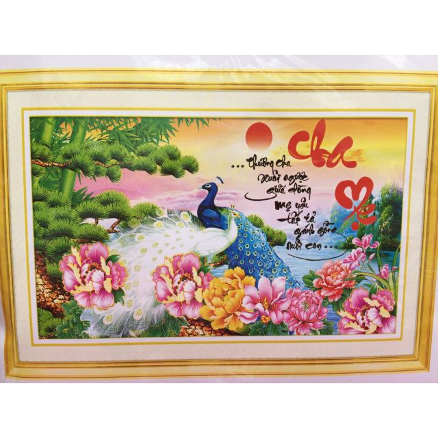 Freeship200k_Tranh thêu chữ thập Cha Mẹ kt75x48cm X8082