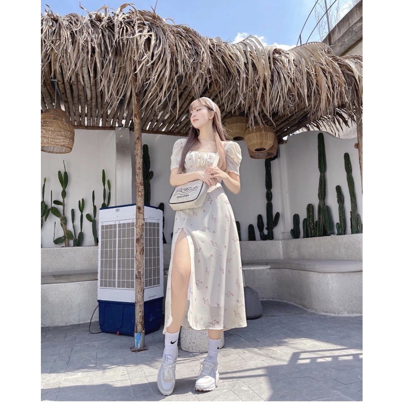 đầm hoa nhúng ngực xẻ đùi 10373