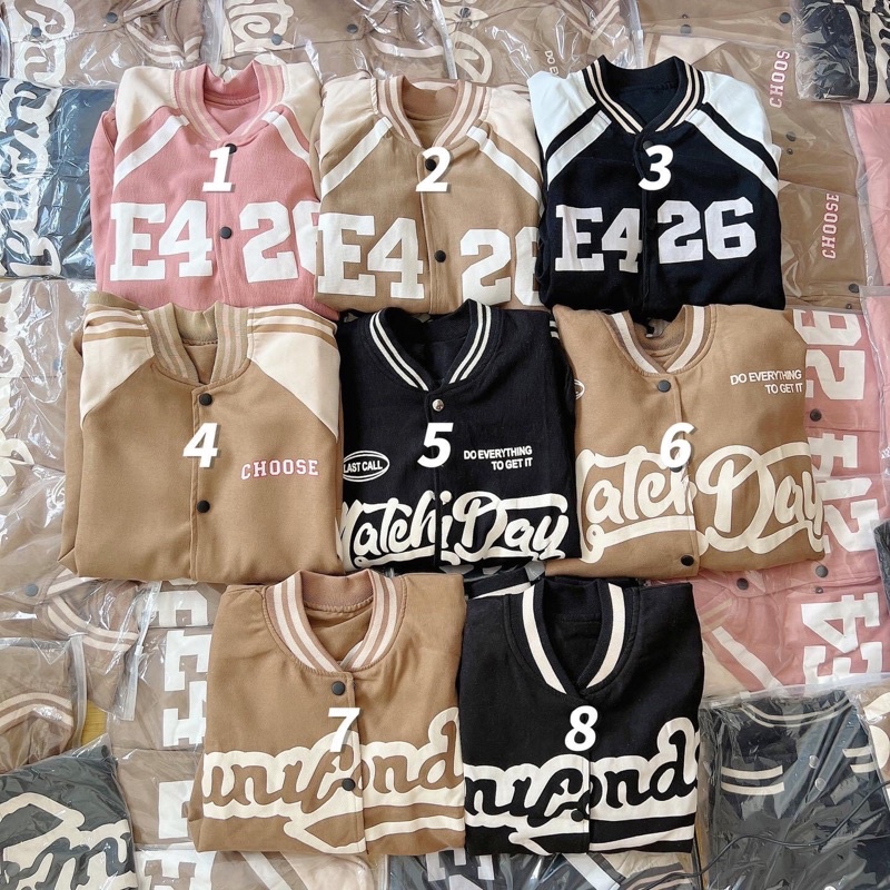 Áo khoác bóng chày bomber kaki da lộn 2 lớp in chữ unisex ulzzang nam nữ