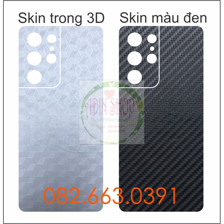 Miếng dán mặt lưng skin carbon Samsung S21 Ultra