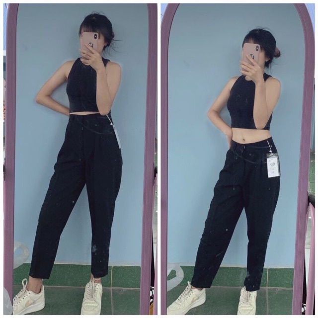 Quần tây nữ lưng cao đi học CHAT baggy công sở vải tuyết mưa Q04