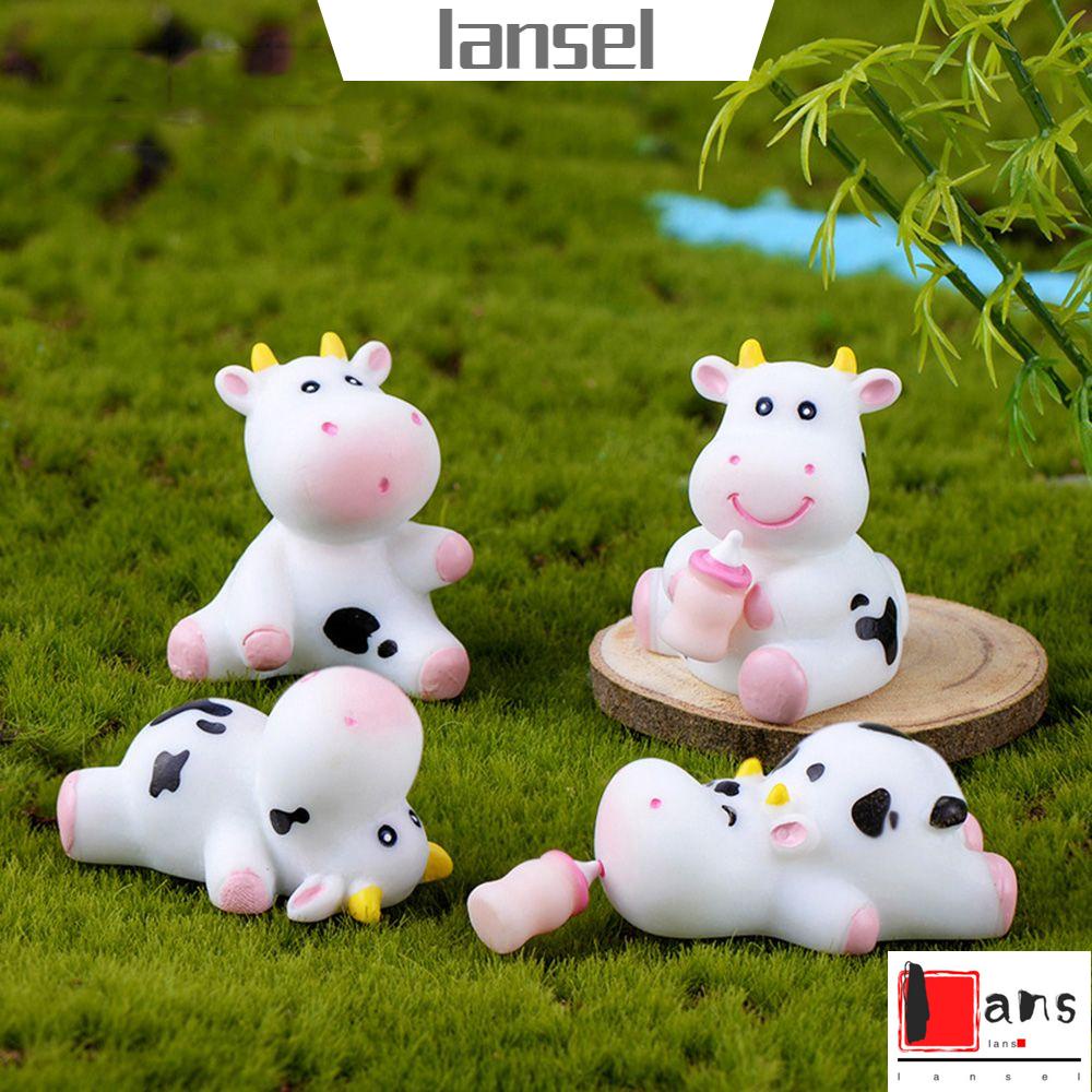 Tượng bò sữa mini dễ thương dùng trang trí tiểu cảnh/ nhà cửa DIY tùy chọn kiểu dáng