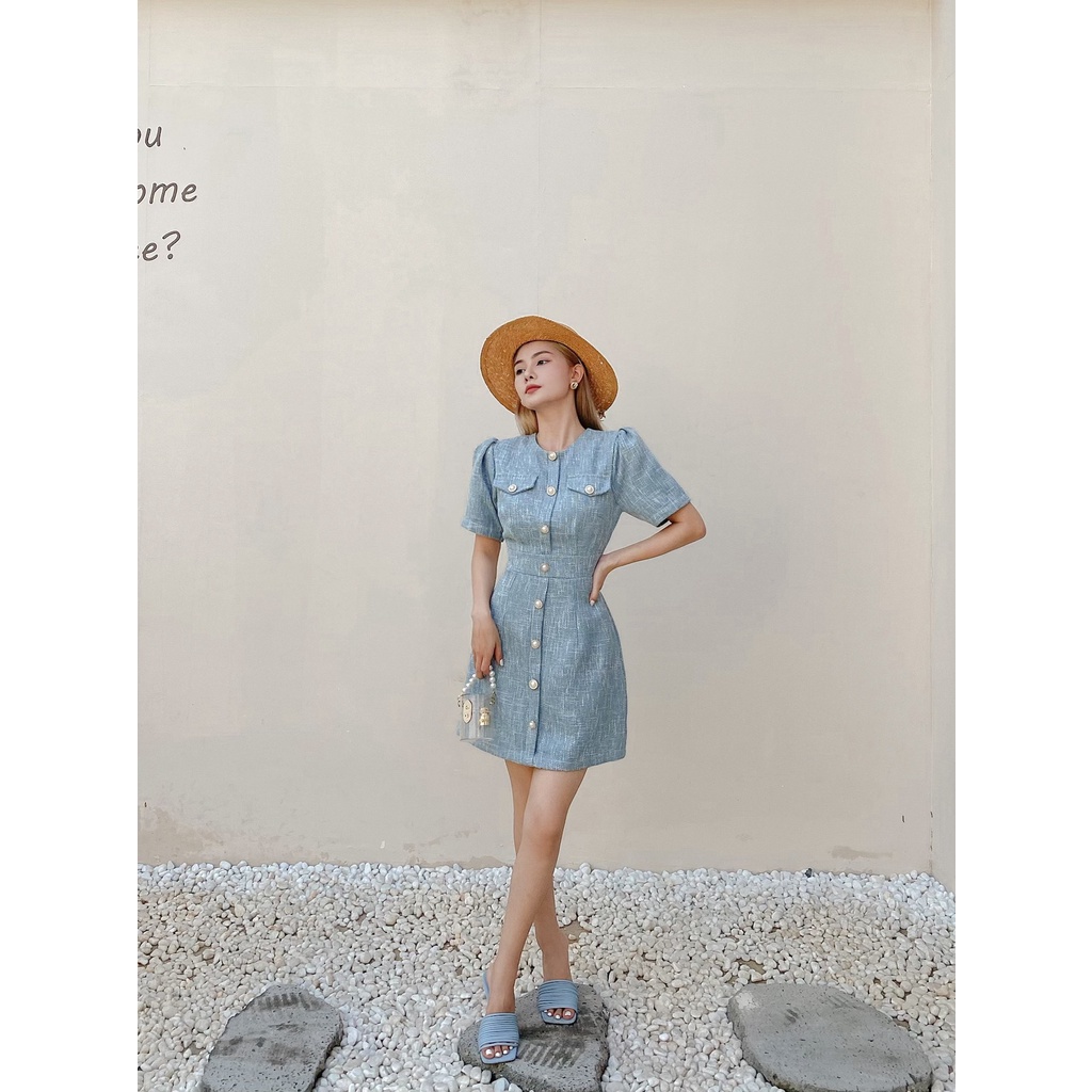 Cami Dress | Đầm tweed tay ngắn phối túi áo Story.clothes thời trang nữ