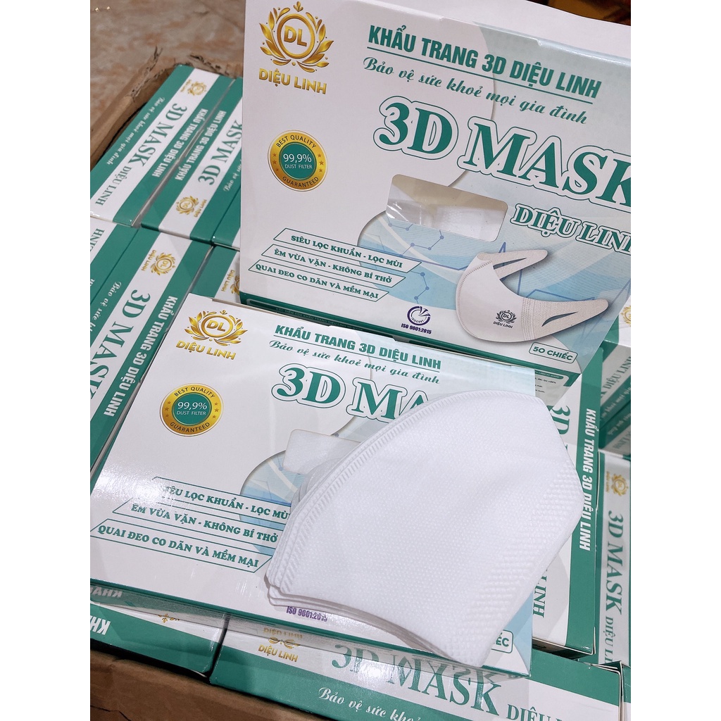Hộp khẩu trang 3D mask công nghệ Nhật 50 cái (Chính hãng). Khẩu trang trắng quai co dãn [ Freeship]
