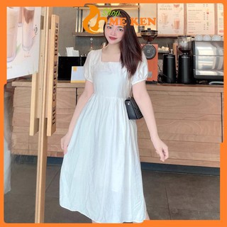 Váy bầu dự tiệc - đầm bầu sang chảnh màu trắng cổ vuông hàng thiết kế cao cấp HD29 - Shop Mẹ Ken 💃