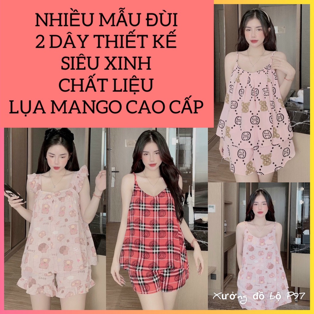 pijama đùi 2 dây thiết kế siêu xinh thoải mái khi mặc, chất liệu lụa cao cấp mềm mịn mát. pijama nữ giá sỉ lẻ tận xưởng
