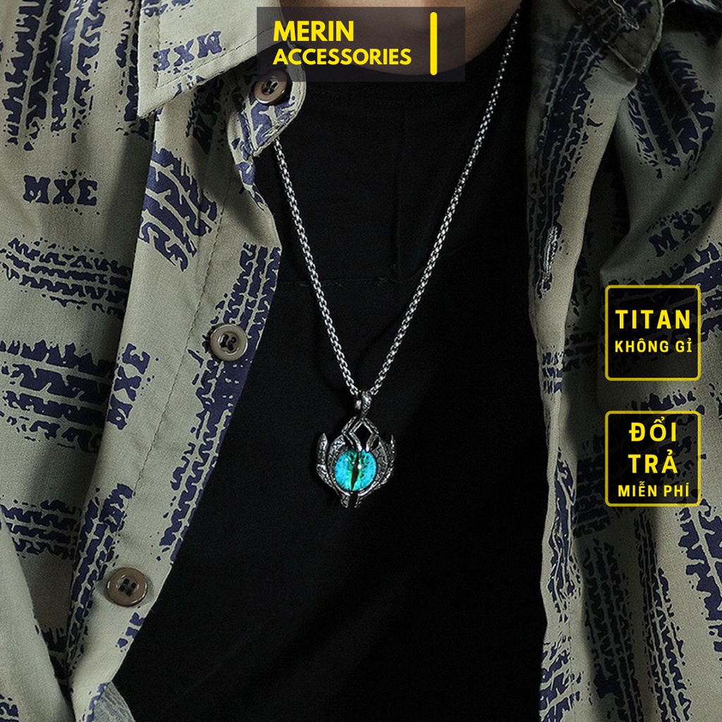 Vòng Cổ Dây Chuyền Nam Hình Con Mắt Blue Eyes Chains Merin Accessories Ngầu Chất Liệu Titan Không Gỉ - Blue Eyes
