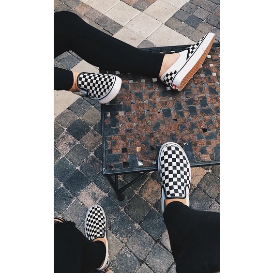 Giày slip On Vans BW OLD SKOOL Chính Hãng Họa Tiết Kẻ Sọc Đen Trắng Đen Và Trắng Họa Tiết Kẻ Ô Cờ Cờ Chính Hãng Cho Nữ | Giày Nam