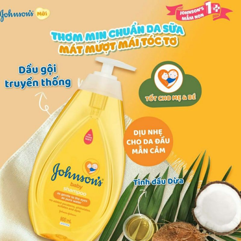 Dầu gội cho bé Johnson's baby shampoo 200ml / 800ml - dịu nhẹ cho trẻ em