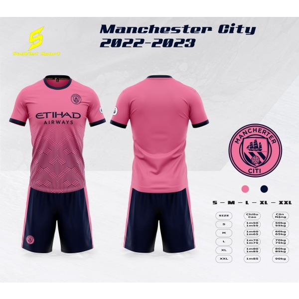 Bộ quần áo đá bóng Manchester City SV, vải thun lạnh phù hợp cho hoạt động thể thao - Viki Sport