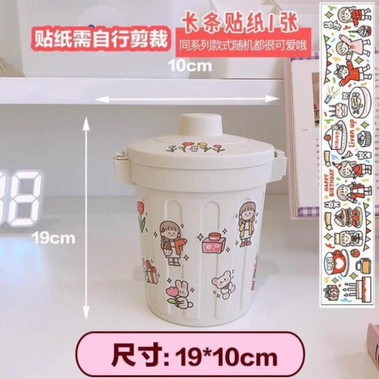 THÙNG RÁC MINI - SỌT RÁC MINI HÌNH TRỤ KÈM MIẾNG DÁN STICKER mã mới