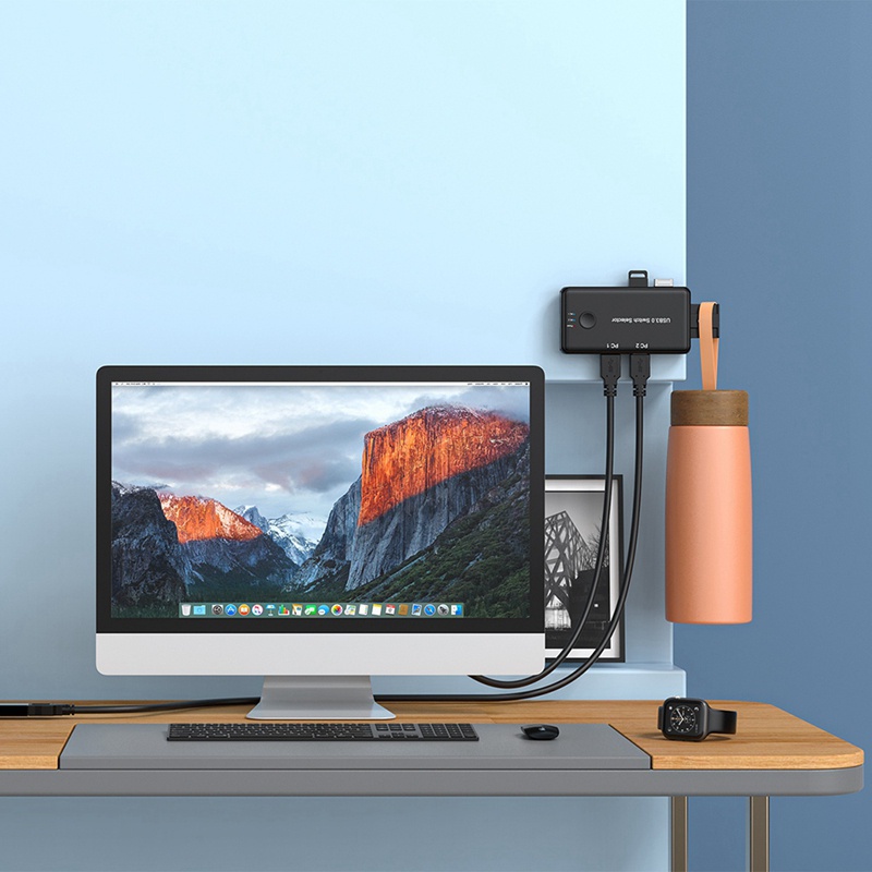 Công Tắc Chuyển Đổi USB KVM KVM Sang 2 Cổng USB 3.0 Cho Windows PC In 2 Thiết Bị Chia 4 Thiết Bị