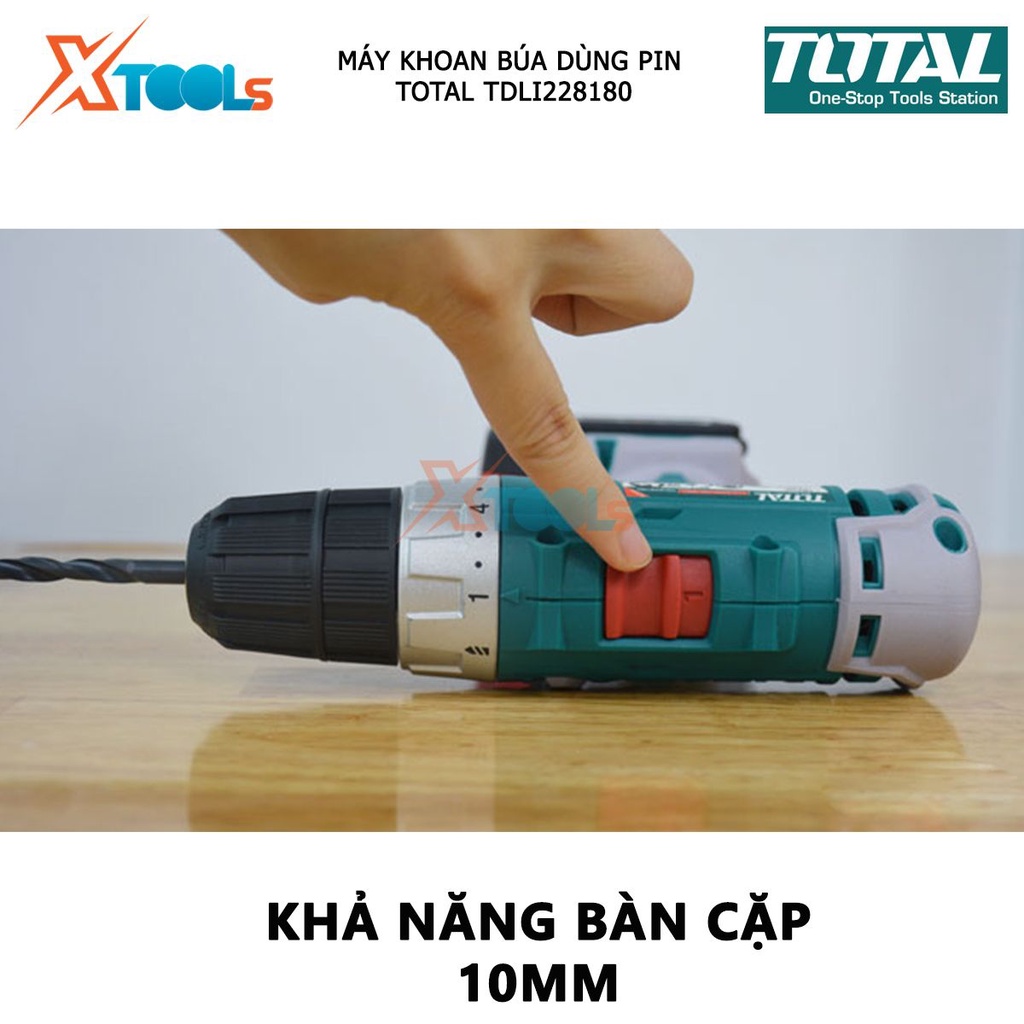 Máy khoan dùng pin TOTAL TDLI228180 máy siết ốc vít cầm tay sử dụng pin Li-ion Chính Hãng [XTOOLS]