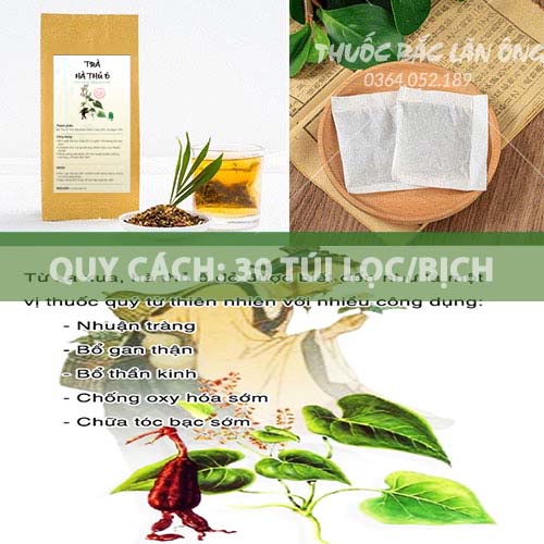 Trà hà thủ ô cải thiện tình trạng bạc tóc, kích thích mọc tóc, giúp tóc đen chắc khỏe - Thuốc Bắc Lãn Ông