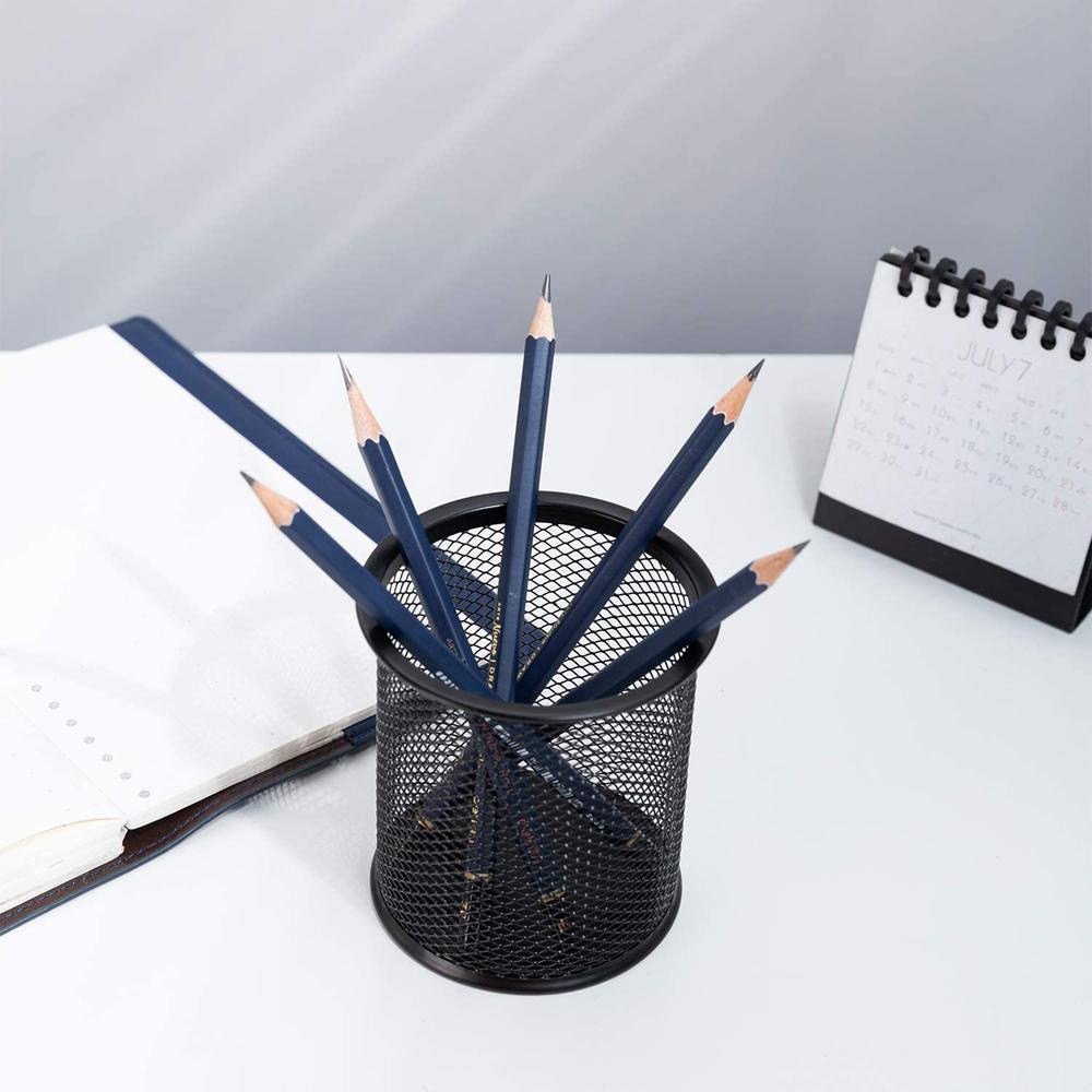 Hộp Đựng Bút Hình Tròn Bằng Kim Loại Để Bàn Văn Phòng / Trường Học Ốp