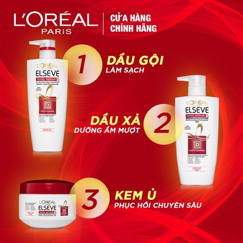 [Chính hãng] Bộ sản phẩm chăm sóc tóc chống 5 dấu hiệu hư tổn 3 bước L'Oreal Paris Total Repair 5